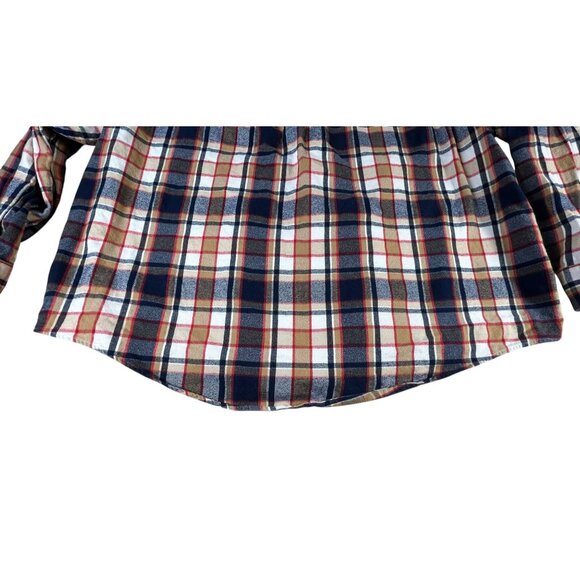 Lands End Flannel Shirt Beige Red White Plaid Men's 3XL/T Long Sleeve Buttons - Picture 12 of 12